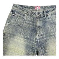 PLAID JEAN SHORTS BLUE