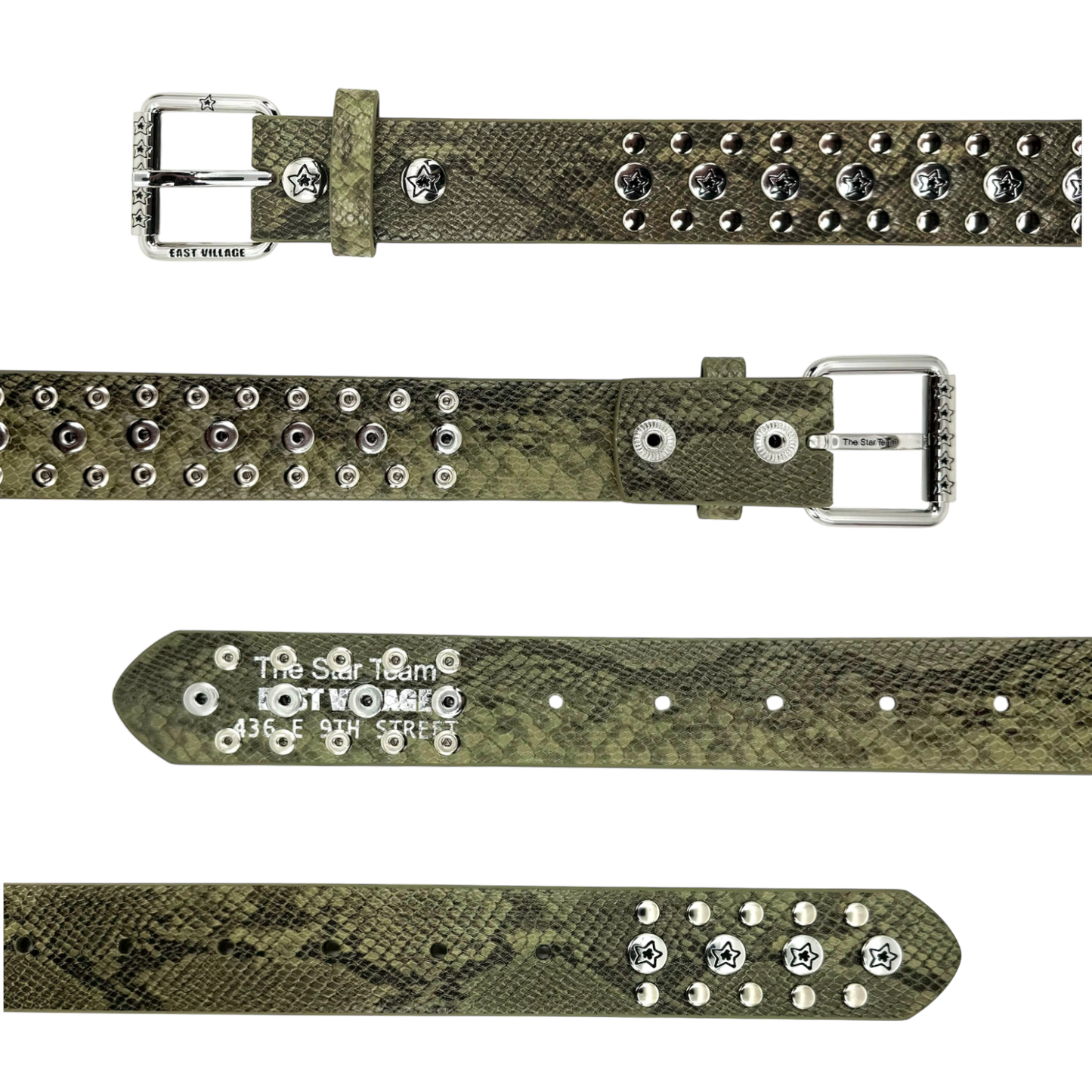 STUDDED SNAKE BELT OLIVE
