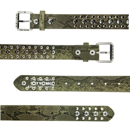 STUDDED SNAKE BELT OLIVE
