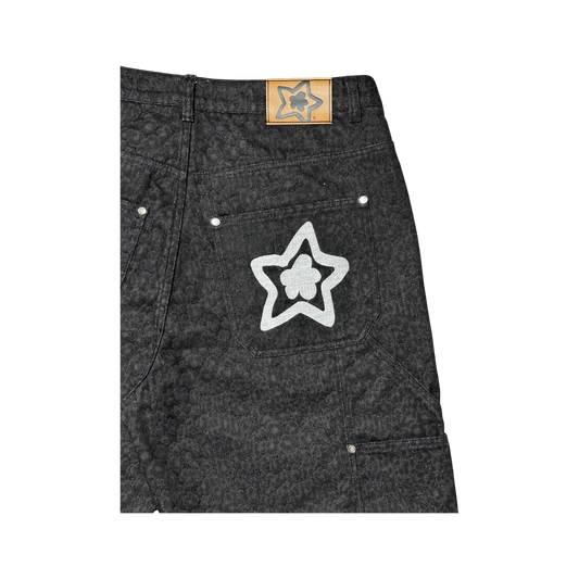 LEOPARD STAR JEANS BLACK