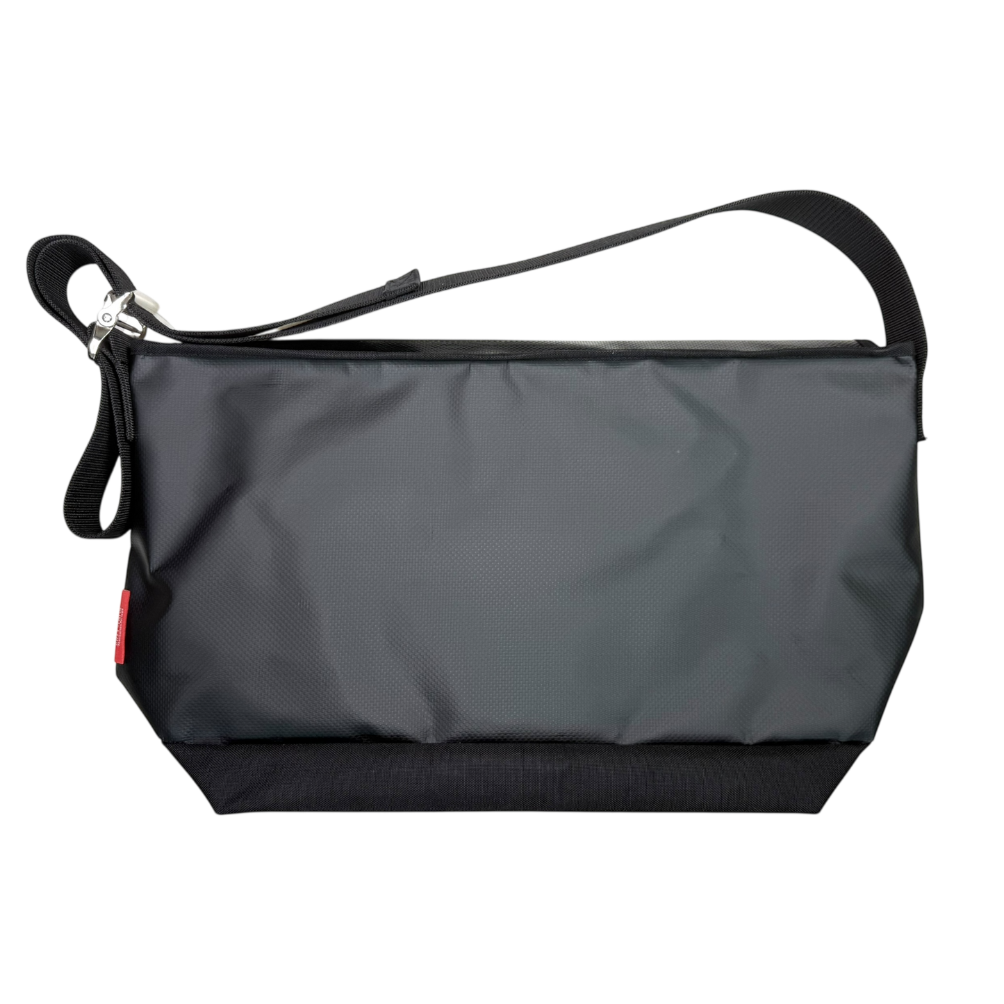 BLACK VINYL MESSENGER BAG