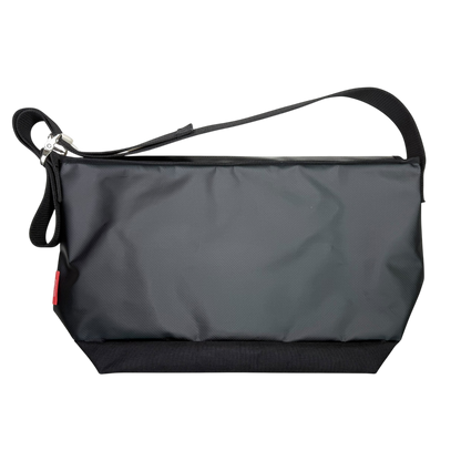 BLACK VINYL MESSENGER BAG