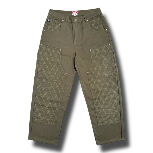 CROSS STITCH DOUBLE KNEE JEANS OLIVE