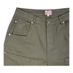 DOUBLE KNEE SEAM JEAN SHORTS OLIVE