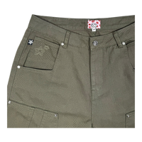 DOUBLE KNEE SEAM JEAN SHORTS OLIVE