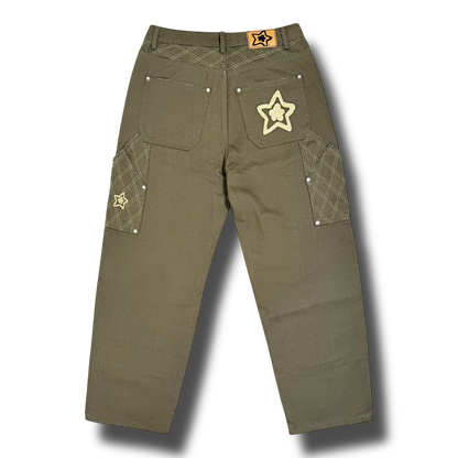 CROSS STITCH DOUBLE KNEE JEANS OLIVE