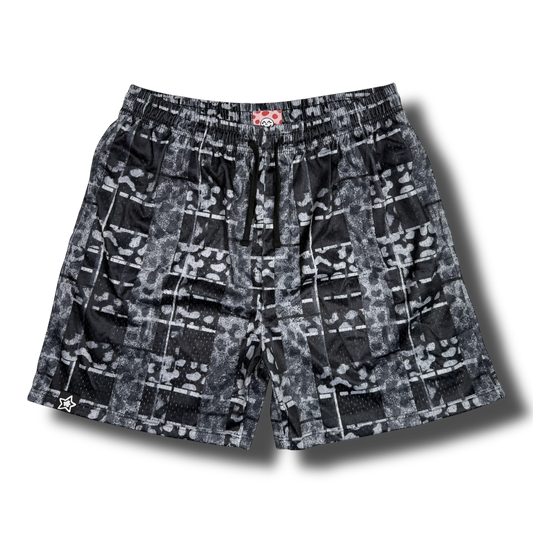 LEOPARD PLAID MESH SHORTS