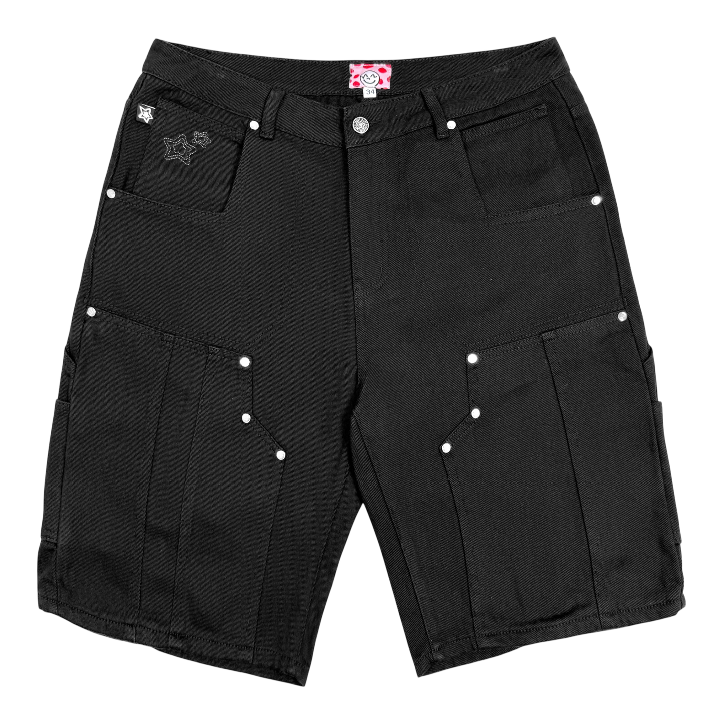 DOUBLE KNEE SEAM JEAN SHORTS BLACK