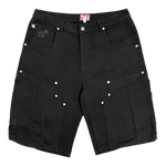 DOUBLE KNEE SEAM JEAN SHORTS BLACK