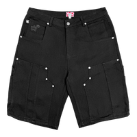 DOUBLE KNEE SEAM JEAN SHORTS BLACK