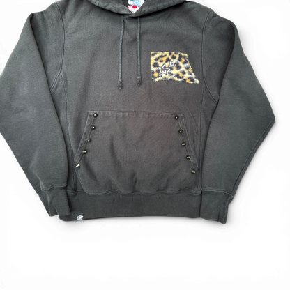 BLACK LEOPARD PATCH HOODIE