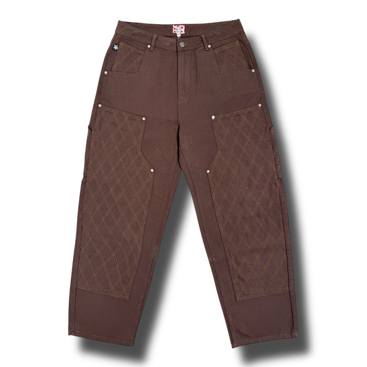 CROSS STITCH DOUBLE KNEE JEANS BROWN