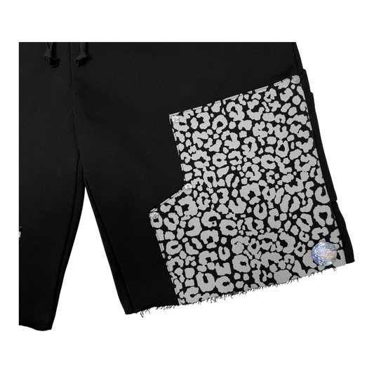 LEOPARD SWEAT SHORTS BLACK