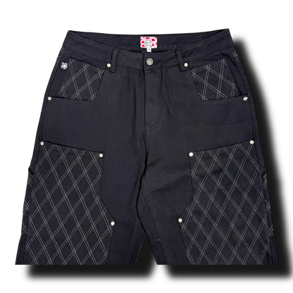 CROSS STITCH DOUBLE KNEE JEANS BLACK
