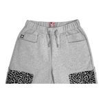LEOPARD SWEAT SHORTS GREY