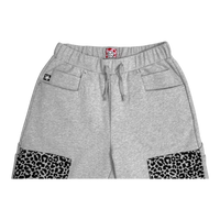 LEOPARD SWEAT SHORTS GREY