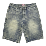 PLAID JEAN SHORTS BLUE