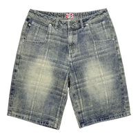 PLAID JEAN SHORTS BLUE