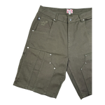 DOUBLE KNEE SEAM JEAN SHORTS OLIVE