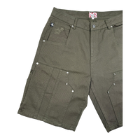 DOUBLE KNEE SEAM JEAN SHORTS OLIVE