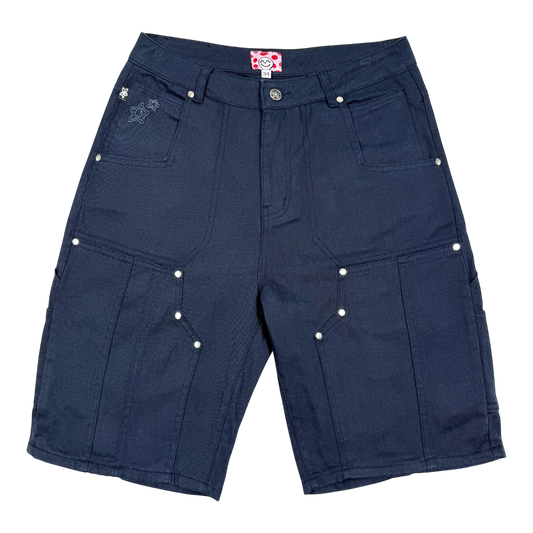 DOUBLE KNEE SEAM JEAN SHORTS NAVY