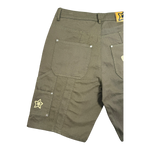 DOUBLE KNEE SEAM JEAN SHORTS OLIVE