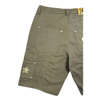 DOUBLE KNEE SEAM JEAN SHORTS OLIVE