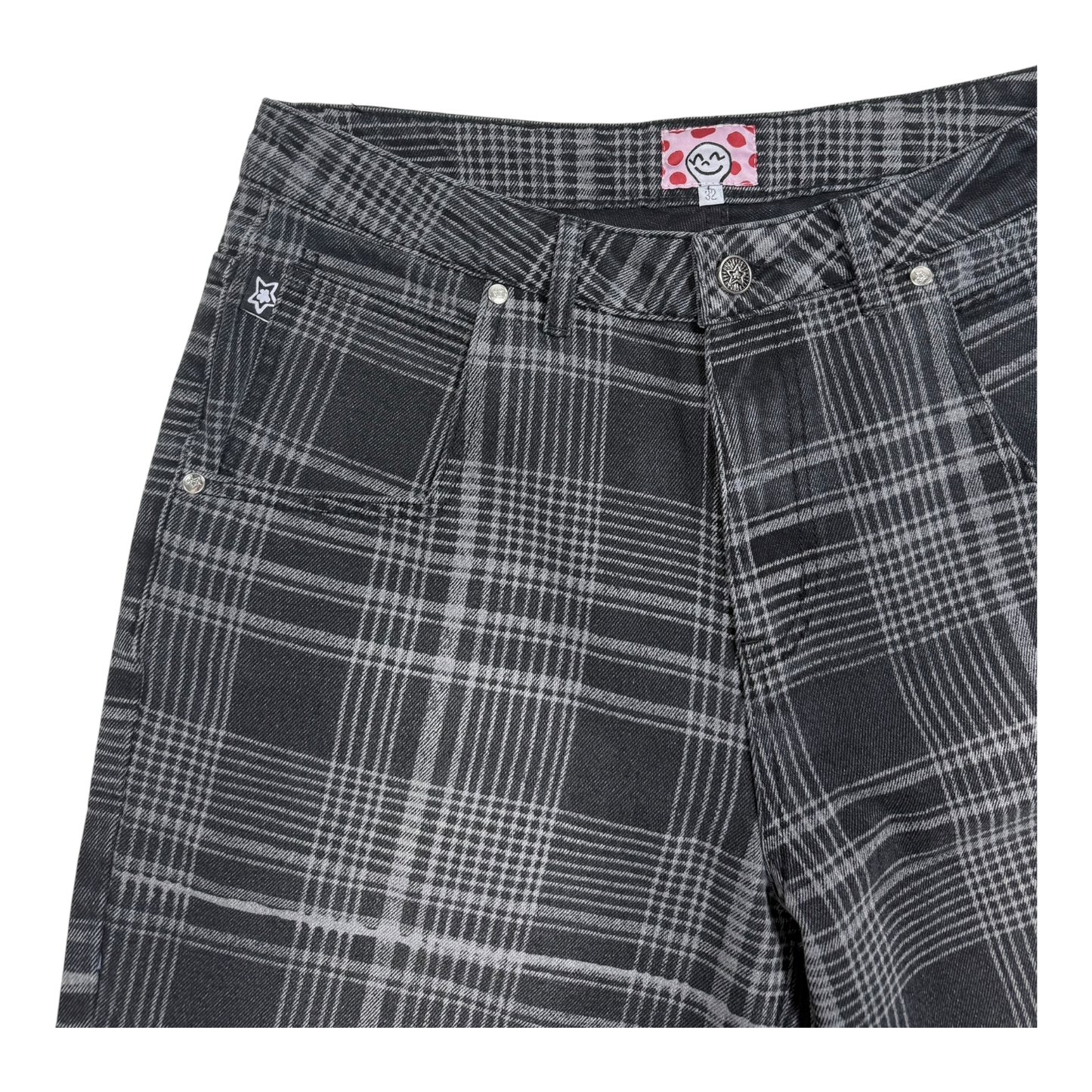 PLAID JEAN SHORTS BLACK