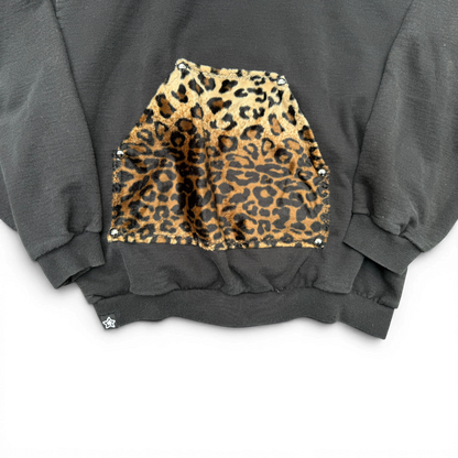 BLACK LEOPARD POCKET HOODIE