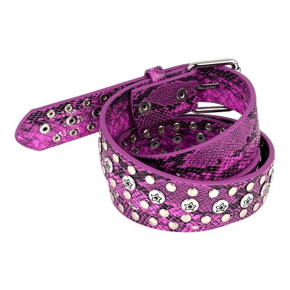 STUDDED SNAKE BELT PINK