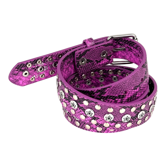 STUDDED SNAKE BELT PINK