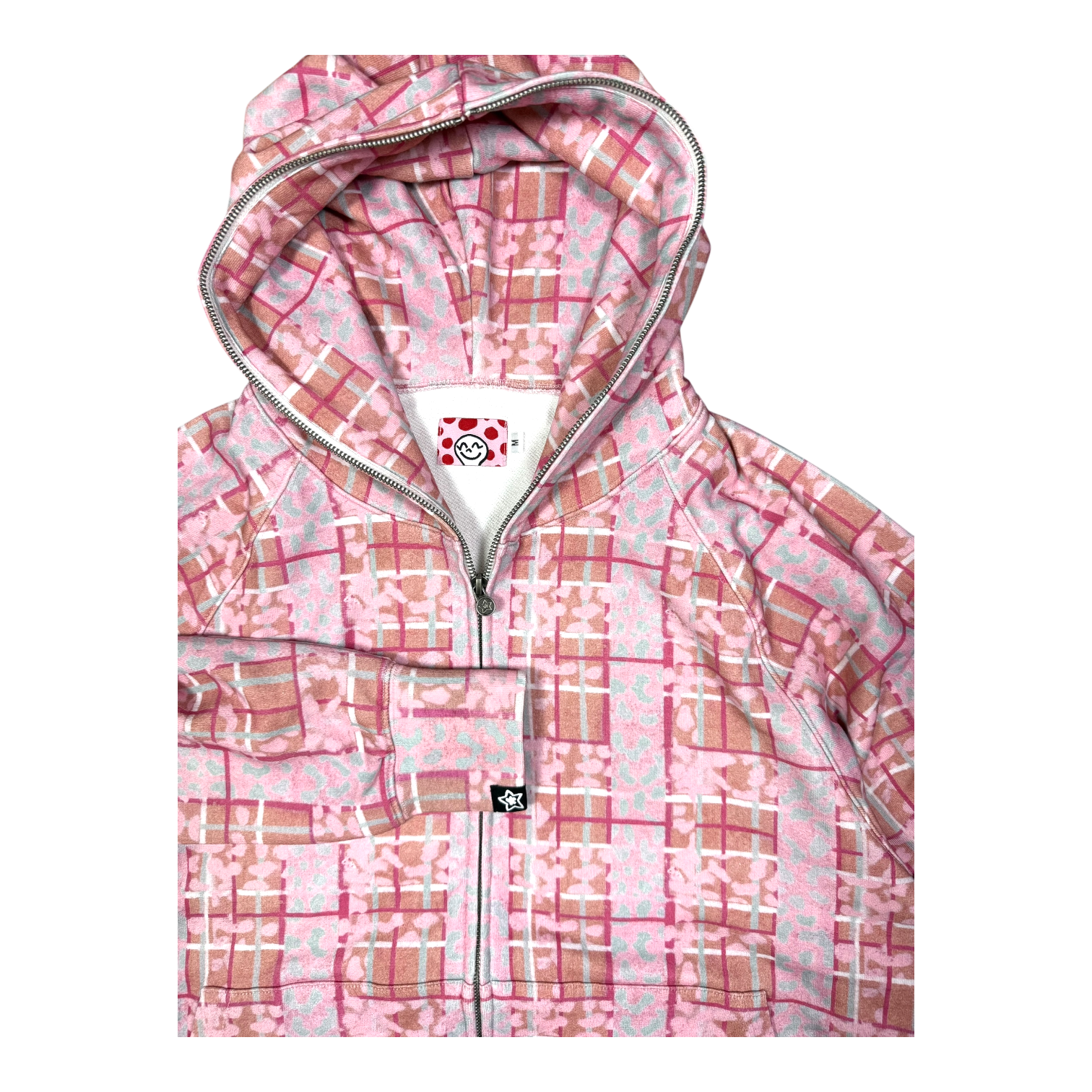 トップス starteam LEOPARD FULL ZIP HOODIE PINK LEOPARD PLAID FULL ZIP HOODIE PINK