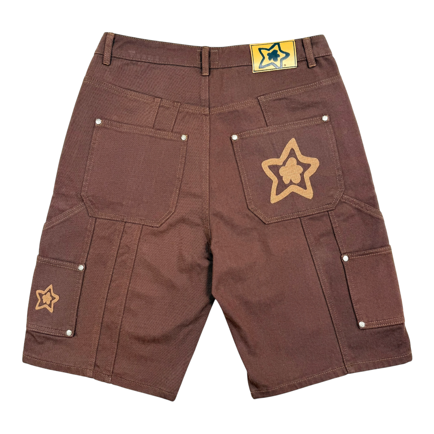 DOUBLE KNEE SEAM JEAN SHORTS BROWN