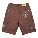 DOUBLE KNEE SEAM JEAN SHORTS BROWN