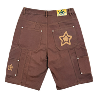 DOUBLE KNEE SEAM JEAN SHORTS BROWN