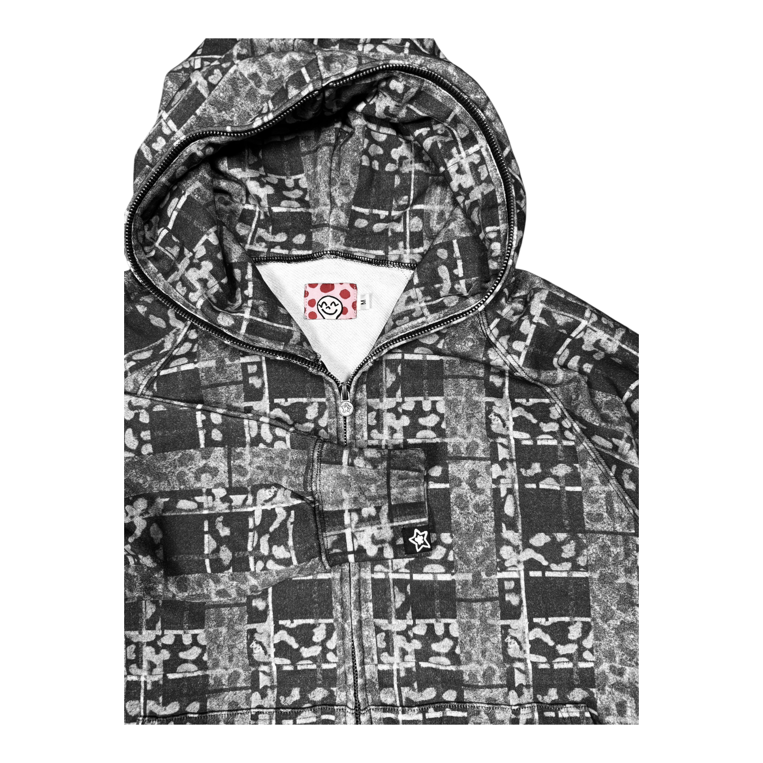 LEOPARD PLAID FULL ZIP HOODIE BLACK LEOPARD PLAID FULL ZIP HOODIE BLACK
