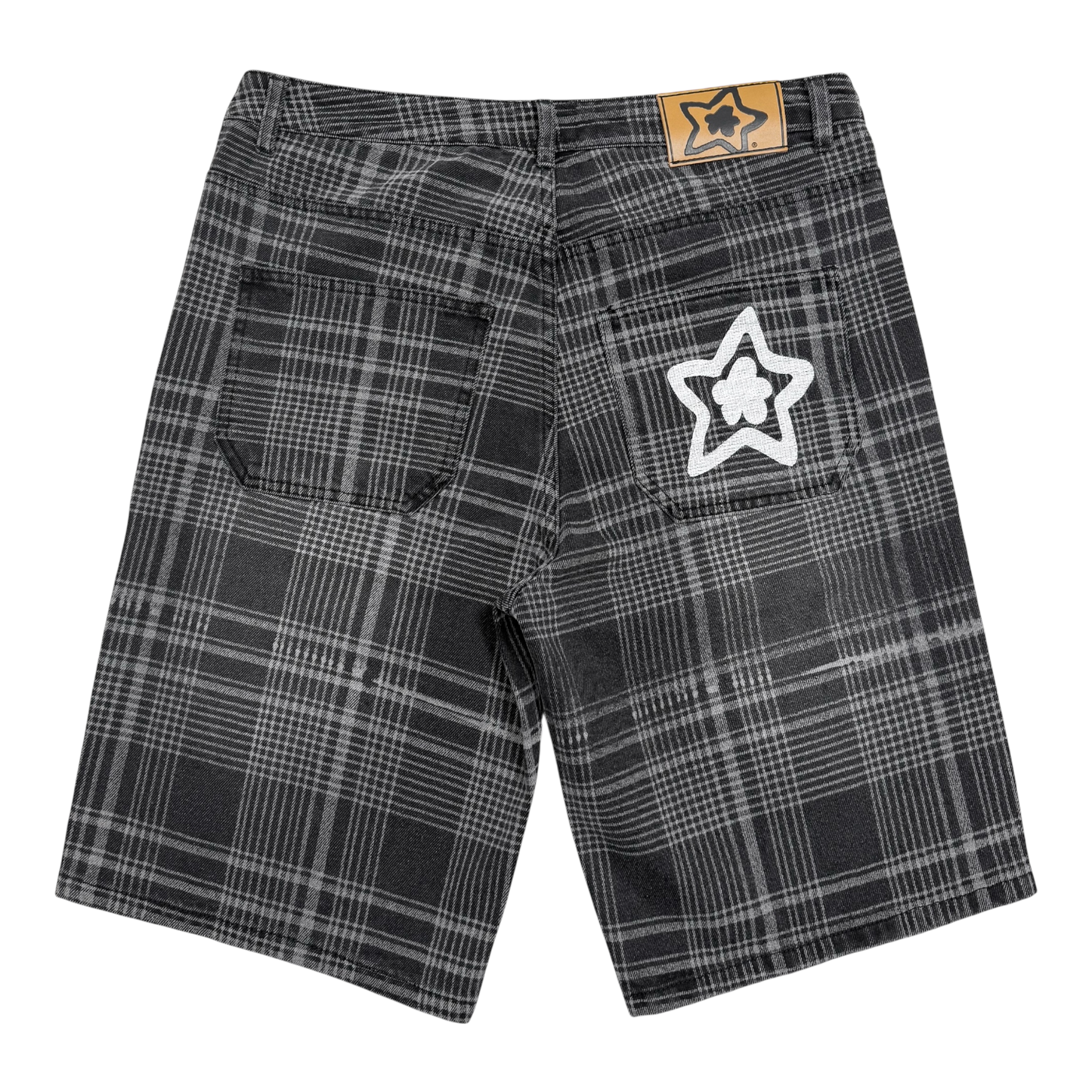 PLAID JEAN SHORTS BLACK