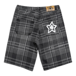 PLAID JEAN SHORTS BLACK