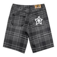 PLAID JEAN SHORTS BLACK