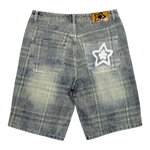 PLAID JEAN SHORTS BLUE