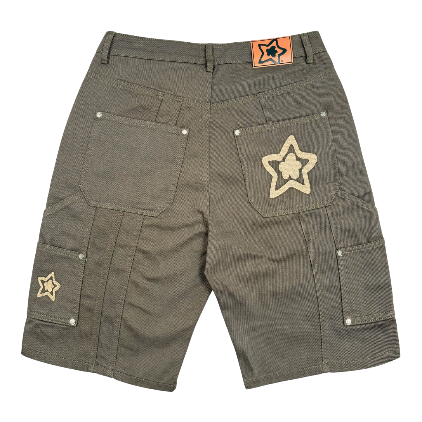 DOUBLE KNEE SEAM JEAN SHORTS OLIVE