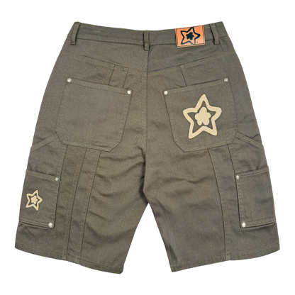 DOUBLE KNEE SEAM JEAN SHORTS OLIVE