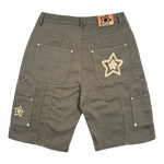 DOUBLE KNEE SEAM JEAN SHORTS OLIVE
