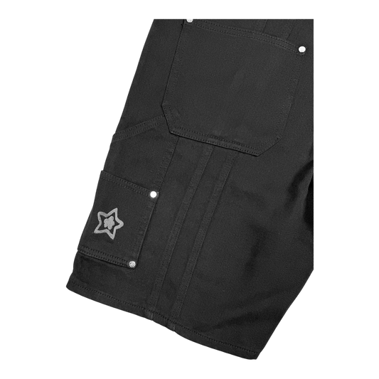 DOUBLE KNEE SEAM JEAN SHORTS BLACK