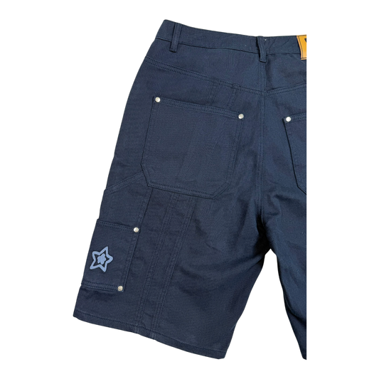 DOUBLE KNEE SEAM JEAN SHORTS NAVY