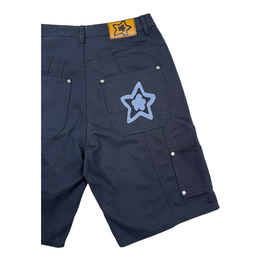 DOUBLE KNEE SEAM JEAN SHORTS NAVY