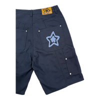DOUBLE KNEE SEAM JEAN SHORTS NAVY