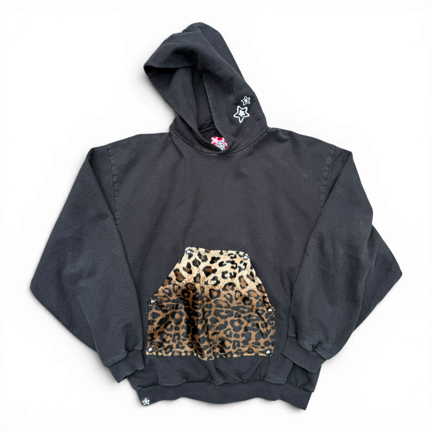 BLACK LEOPARD POCKET HOODIE
