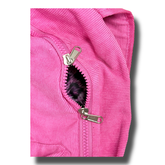 PINK CORDUROY BACKPACK