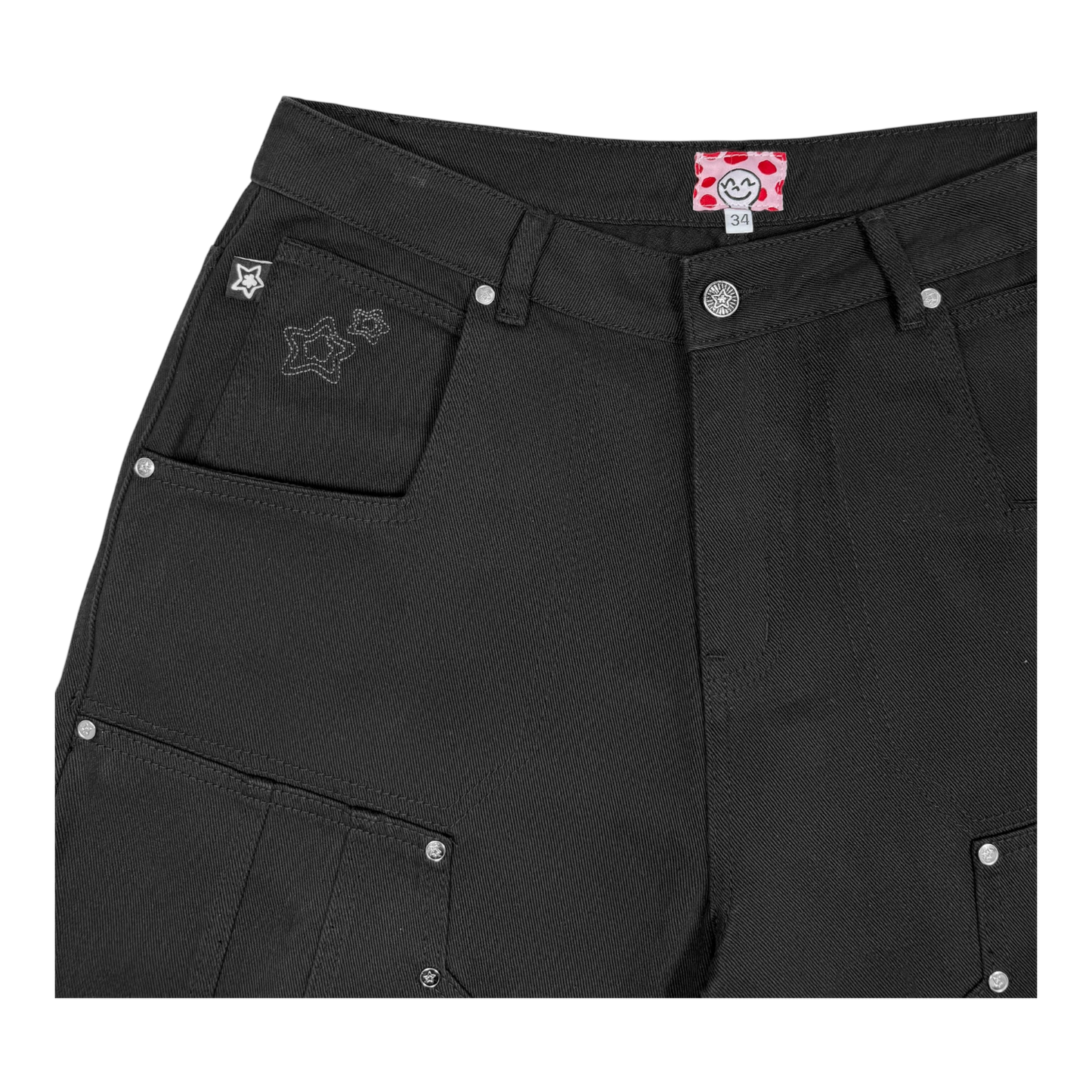 DOUBLE KNEE SEAM JEAN SHORTS BLACK